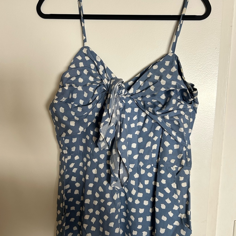 Chic Blue and White Patterned Jumpsuit